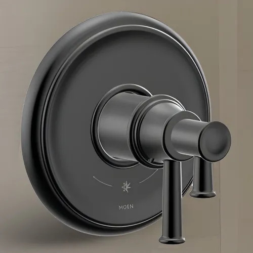 Moen Belfield Two-Handle Valve Only Trim w/ Flow Control and Temperature Adjust, Lever Handle, M-Core 4, Thermostatic Cartridge, Matte Black - UT4311BL