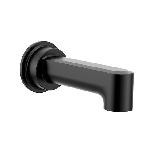 Moen Greenfield 7-3/8-inch Wall Mounted Matte Black Non-Diverter Tub Spout with 1/2-inch Connection Size, Slip Fit - 4326BL