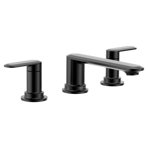 Moen Greenfield Two-Handle Roman Tub Faucet, 10in Center, Lever Handles, Temperature Indicator, Matte Black - T6503BL