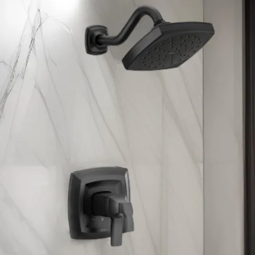 Moen Voss 6" Raincan Shower Faucet, Lever Handles, Single-Function, M-Core 4, Thermostatic Cartridge, 1.75 GPM, Matte Black - UT4692EPBL