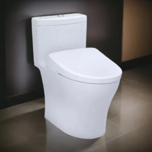 TOTO Aquia IV One-Piece Skirted Toilet w/ WASHLET  (S7A), Auto-Flush, Elongated, Universal Height, 1.28/0.9 GPF, Cotton White - MW6464736CEMFGNA#01