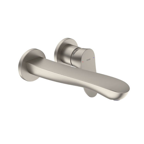 TOTO GO Wall-Mount Single-Handle Long Bathroom Faucet with COMFORT GLIDE Technology, 1.2 GPM, Two-Hole, Lever Handle, Brushed Nickel - TLG01311UA#BN