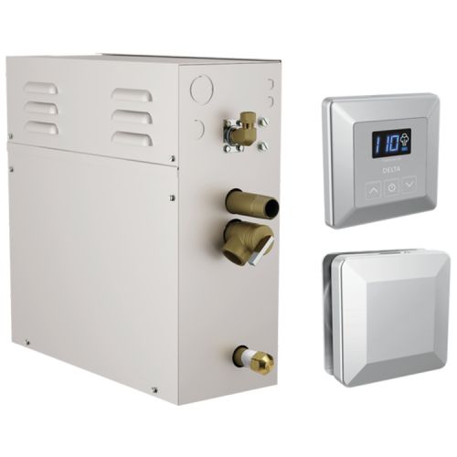 Delta SimpleSteam Chrome Delta SimpleSteam Chrome Steam Generator Kit with Square-Shaped Controller/ Steamhead and a 35-foot Power Cable, 7.5kW - 5P-EST06-PR