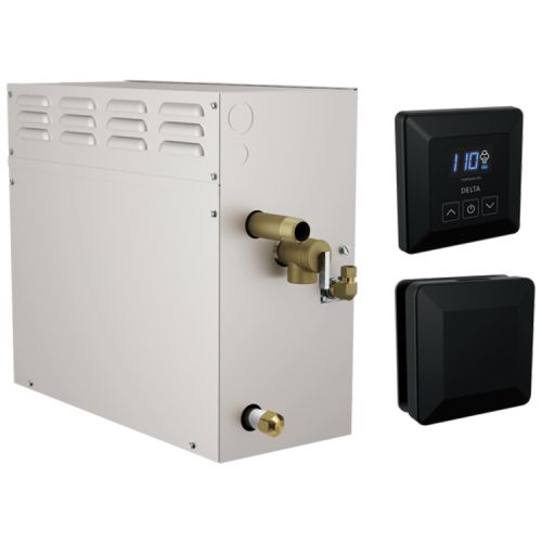 Delta SimpleSteam Matte Black Steam Generator Kit with Square-Shaped Controller/ Steamhead and a 35-foot Power Cable, 15kW - 5P-EST15-BL