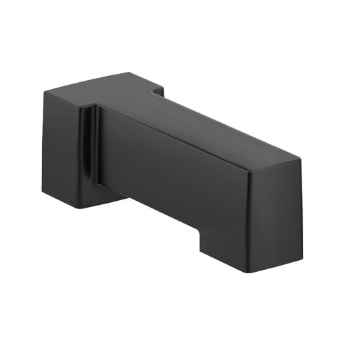 Moen 7-1/4-inch Wall Mounted Matte Black Non-Diverter Tub Spout, 1/2-inch Connection Size, Slip Fit - S3898BL