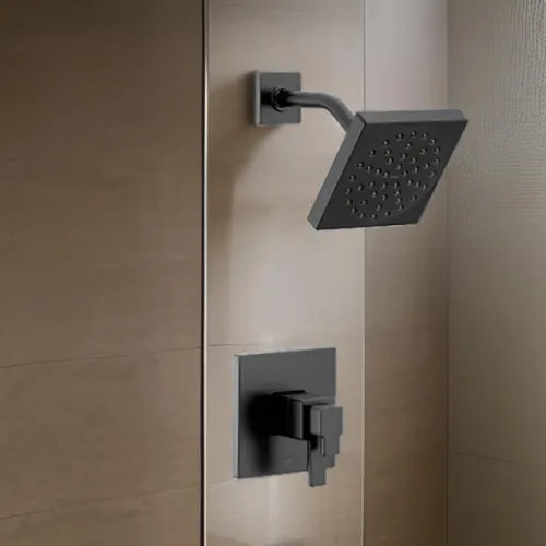 Moen 90 Degree Eco-Performace Rainshower Faucet, Lever Handle, Single Function, M-Core 4, Thermostatic Cartridge, 1.75 GPM, Matte Black - UTS4715EPBL