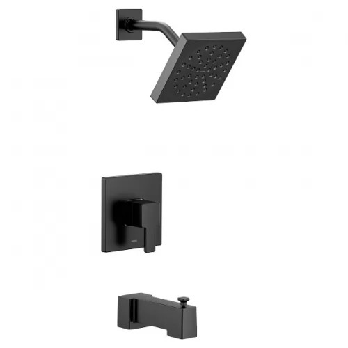 Moen 90 Degree M-Core 2-Series Tub/Shower Faucet with 1.75 GPM Rain Shower, 1-Function, Single Lever Handle, M-PACT, Immersion, Matte Black - UTS2713EPBL
