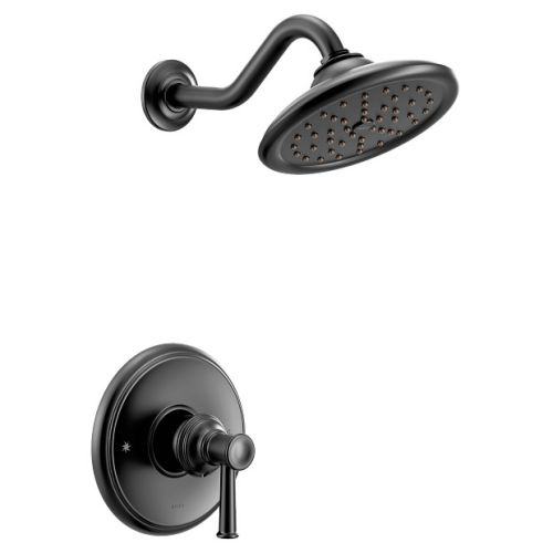Moen Belfield M-Core 3-Series Single-Handle Shower Faucet with 7" Rainshower, One-Function, 2.5 GPM, Lever Handle, Immersion, Matte Black - UT3312BL