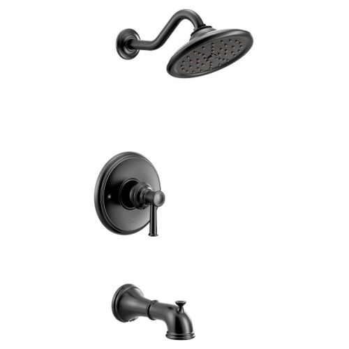 Moen Belfield M-Core 3-Series Tub/Shower Faucet with 2.5 Rainshower, 1-Function, Single Lever Handle, M-PACT, Immersion, Matte Black - UT3313BL