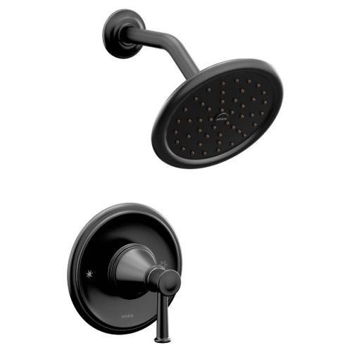 Moen Belfield Posi-Temp Single-Handle Shower Faucet with 7" Rainshower, One-Function, 1.75 GPM, Lever Handle, Eco-Performance, Immersion, Matte Black - T2312EPBL