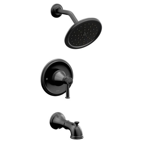 Moen Belfield Posi-Temp Tub/Shower Faucet with 2.5 Rainshower, 1-Function, Single Lever Handle, M-PACT, Immersion, Matte Black - T2313BL