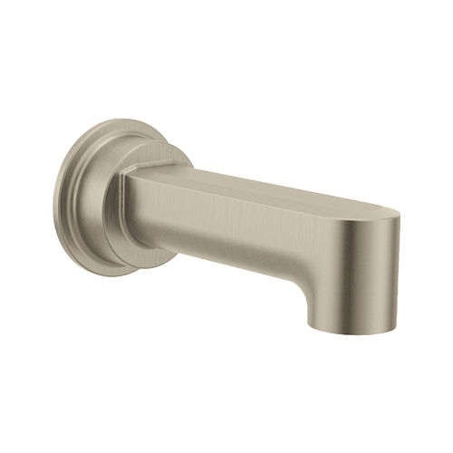 Moen Greenfield 7-3/8-inch Wall Mounted Brushed Nickel Non-Diverter Tub Spout with 1/2-inch Connection Size, Slip Fit - 4326BN