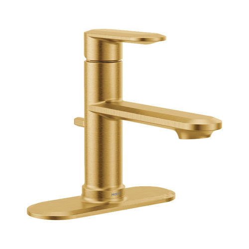Moen Greenfield Single Lever Handle Brushed Gold Bathroom Faucet, Deck Plate Included, ADA Lever Handle, WaterSense Certified, 1.2 GPM - 6504BG