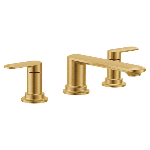 Moen Greenfield Two-Handle Roman Tub Faucet, 10in Center, Lever Handles, Temperature Indicator, Brushed Gold - T6503BG