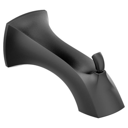 Moen Voss 7-3/4-inch Wall Mounted Matte Black Diverter Tub Spout, 1/2-inch Connection Size, Slip Fit - 161955BL