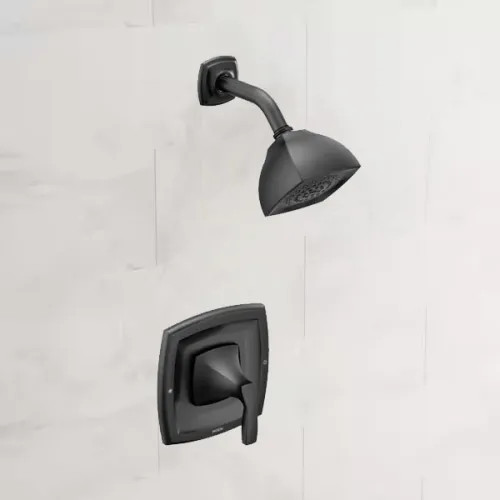 Moen Voss Posi-Temp Single-Handle Shower Faucet, One-Function, 1.75 GPM, Lever Handle, Eco-Performance, M-PACT, Matte Black - T2692EPBL