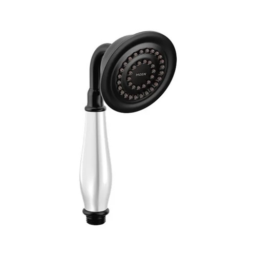 Moen Weymouth 3in Single-Function Hand Shower for TS21104 Roman Tub Filler, Round, Eco-Performance, 1.75 GPM, Matte Black - 154305BL