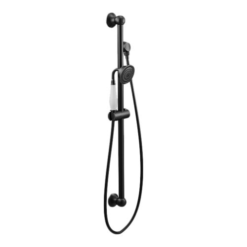 Moen Weymouth Single-Function Handheld Shower with 30in Slide Bar, Eco-Performance, 1.75 GPM, WaterSense, Matte Black - S12107EPBL
