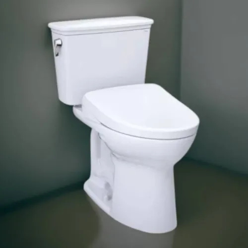 TOTO Drake Transitional WASHLET  Two-Piece Toilet with S7A Bidet Seat, Auto-Open/Close, 1.28 GPF, Auto-Flush, Universal Height, 10" Rough-In, Cotton White - MW7864736CEFGA.10#01