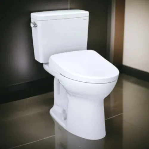 TOTO Drake WASHLET  Two-Piece Toilet with S7 Bidet Seat, 1.6 GPF, Auto-Flush, Universal Height, 10" Rough-In, Cotton White - MW7764726CSFGA.10#01
