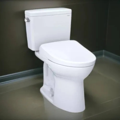 TOTO Drake WASHLET  Two-Piece Toilet with S7A Bidet Seat, Auto-Open/Close, 1.28 GPF, Auto-Flush, Universal Height, 10" Rough-In, Cotton White - MW7764736CEFGA.10#01