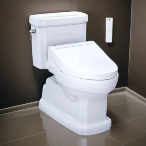 TOTO Guinevere WASHLET  One-Piece Toilet with C5 Bidet Seat, 1.28 GPF, Cotton White - MW9743084CEFG#01