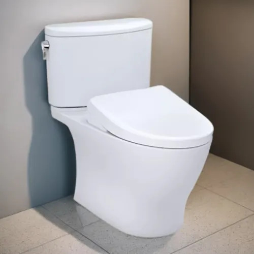 TOTO Nexus WASHLET  Two-Piece Toilet with S7A Bidet Seat, Auto-Open/Close, 1.28 GPF, Cotton White - MW4424736CEFG#01