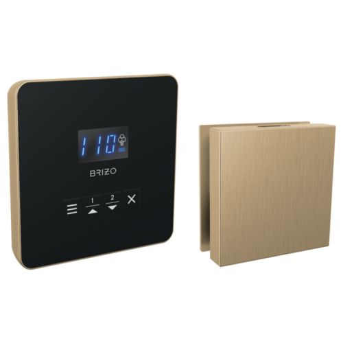 Brizo Mystix Luxe Gold Square Steam Control and Head, Lumicoat Technology, Dual Temperature Sensor Technology - 8CH-250L-GL-L