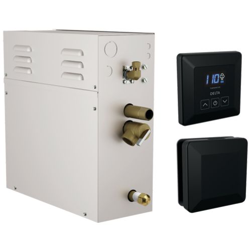 Delta SimpleSteam Matte Black Steam Generator Kit with Square-Shaped Controller/ Steamhead and a 35-foot Power Cable, 7.5kW - 5P-EST06-PR