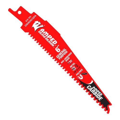 Diablo Demo Demon AMPED 1-Pack 6in Carbide General Purpose Reciprocating Saw Blade with 6/9 TPI Variable Teeth - DS0609CGPA