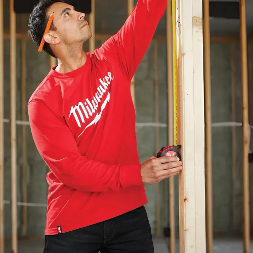 Milwaukee GRIDIRON Extra Large Men's Red Heavy-Duty Long-Sleeve T-Shirt - 608R-XL 