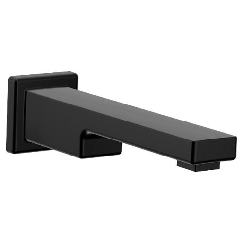 Moen 10-inch Non-Diverter Wall-Mount Matte Black Tub Spout, M-PACT, 1/2-inch Connection Size, Slip Fit - TFS3898BL