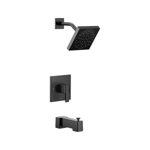 Moen 90 Degree M-Core 3-Series Tub/Shower Faucet with 1.75 GPM Rainshower, 1-Function, Single Lever Handle, M-PACT, Immersion, Matte Black - UTS3713EPBL