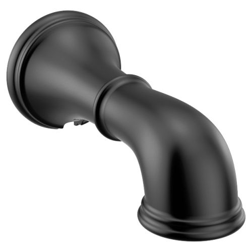 Moen Belfield 7-3/4-inch Wall Mounted Matte Black Non-Diverter Tub Spout, Metal, 1/2-inch Connection Size, Slip Fit - 193371BL
