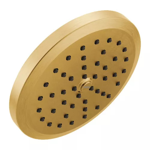 Moen Greenfield 6-3/4in Single-Function Rainfall Shower Head with Immersion Rainshower Technology, 2.5 GPM, Brushed Gold - S178BG