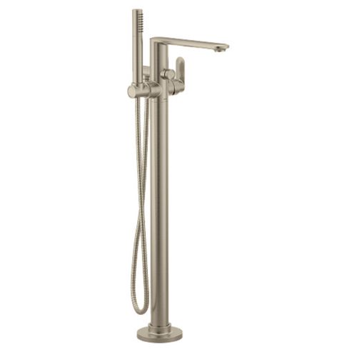 Moen Greenfield 6 GPM Freestanding Tub Filler with 1.75 GPM Single-Function Hand Shower, 10in Center, Single Lever Handle, Brushed Nickel - 620BN