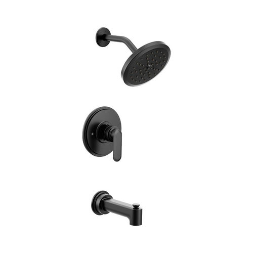 Moen Greenfield M-Core 3-Series Tub/Shower Faucet with 2.5 GPM Rainshower, 1-Function, Single Lever Handle, M-PACT, Matte Black - UT33323BL