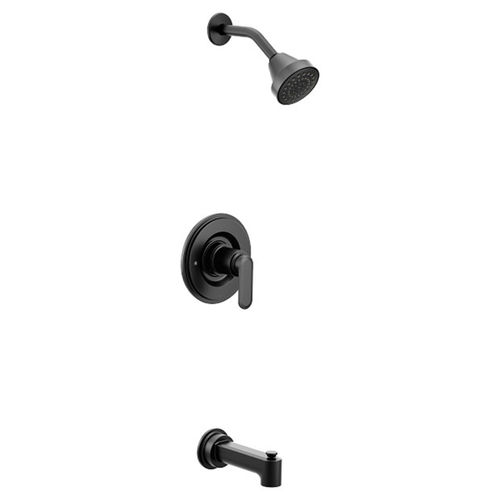 Moen Greenfield Posi-Temp Tub/Shower Faucet, 1.75 GPM, 1-Function, Single Lever Handle, M-PACT, Eco-Performance, Matte Black - T2223EPBL