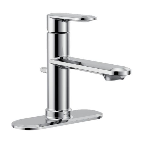 Moen Greenfield Single Lever Handle Chrome Bathroom Faucet, Deck Plate Included, ADA Lever Handle, WaterSense Certified, 1.2 GPM - 6504
