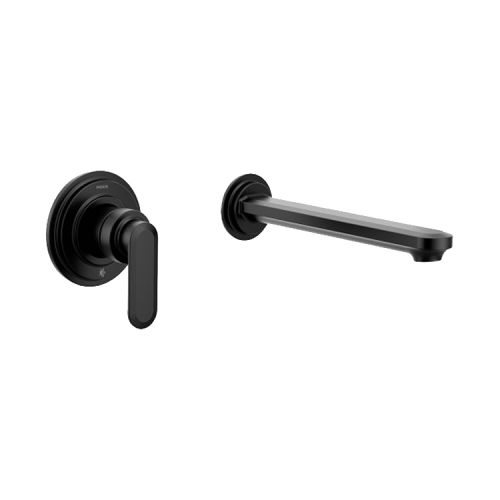 Moen Greenfield Wall-Mount Non-Diverter Tub Faucet, Single Lever Handle, Temperature Indicator, 10in Ultrathin Tub Spout, 8 GPM, Matte Black - WT621BL