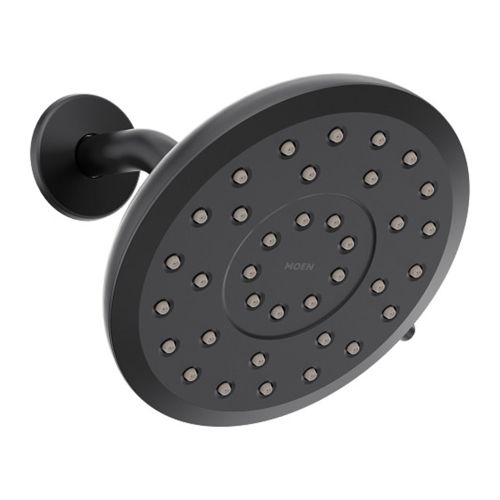 Moen Verso 7in Round Matte Black Rainshower Head with Infiniti Dial, 2.5 GPM - 220R7BL