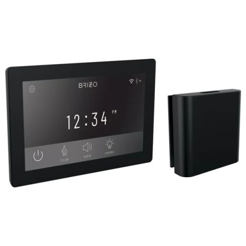 Brizo Mystix 3-3/16in Square-Shaped Matte Black Digital Steam Control Kit with Built-In WiFi and Bluetooth, 12 Presets - 8CH-600S-BL