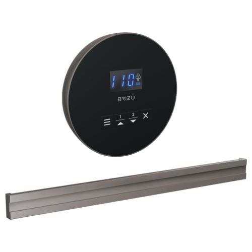 Brizo Mystix 4in Round-Shaped Lumicoat Black Onyx Steam Control Kit with Patented Dual Sensor, Programmable Time and Temperature - 8CB-250R-BNX-L