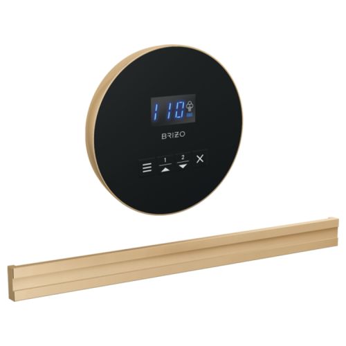 Brizo Mystix 4in Round-Shaped Lumicoat Polished Gold Steam Control Kit with Patented Dual Sensor, Programmable Time and Temperature - 8CB-250R-PG-L