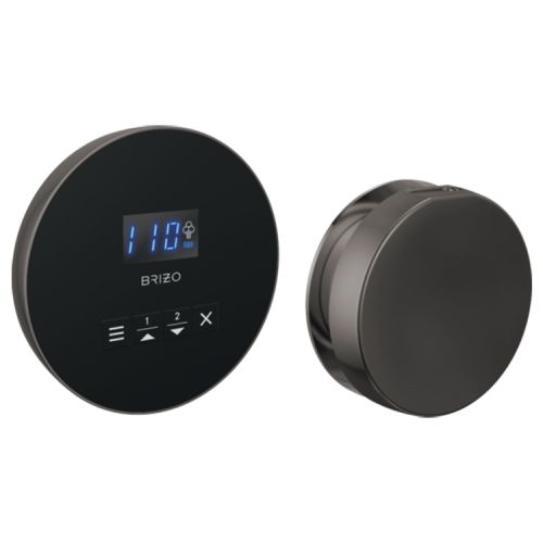 Brizo Mystix Black Onyx Round Steam Control and Head, Lumicoat Technology, Dual Temperature Sensor Technology - 8CH-250R-BNX-L