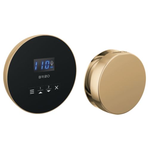 Brizo Mystix Polished Gold Round Steam Control and Head, Lumicoat Technology, Dual Temperature Sensor Technology - 8CH-250R-PG-L