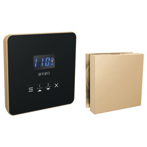 Brizo Mystix Polished Gold Square Steam Control and Head, Lumicoat Technology, Dual Temperature Sensor Technology - 8CH-250L-PG-L