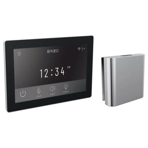 Brizo Mystix Square-Shaped Chrome Digital Steam Control Kit with Built-In WiFi and Bluetooth, Lumicoat Technology, 12 Presets - 8CH-600S-PC-L