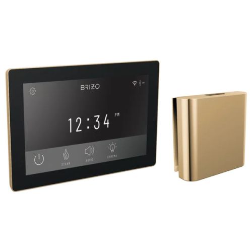 Brizo Mystix Square-Shaped Polished Gold Digital Steam Control Kit with Built-In WiFi and Bluetooth, Lumicoat Technology, 12 Presets - 8CH-600S-PG-L