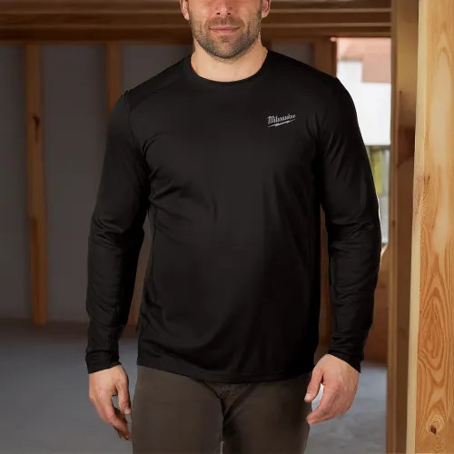 Milwaukee 2X Black WORKSKIN Lightweight Performance T-Shirt, Long Sleeve - 415B-2X